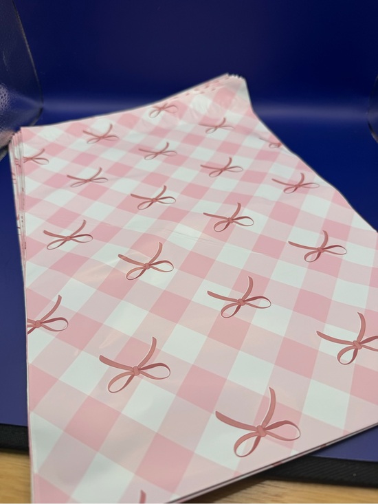 Other - 20 Pink Gingham Bow 10x13 Polymailers